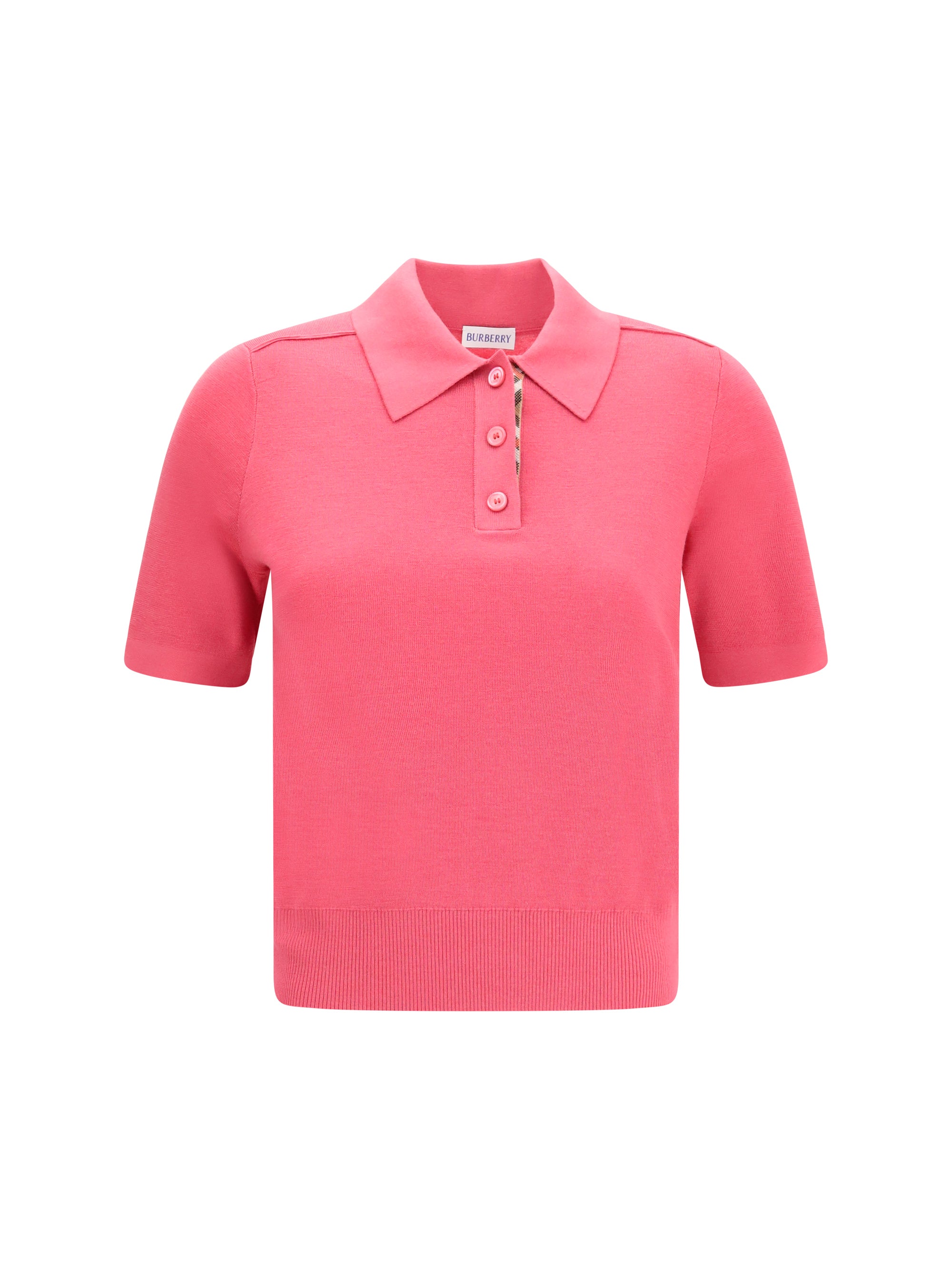 wool polo with check details