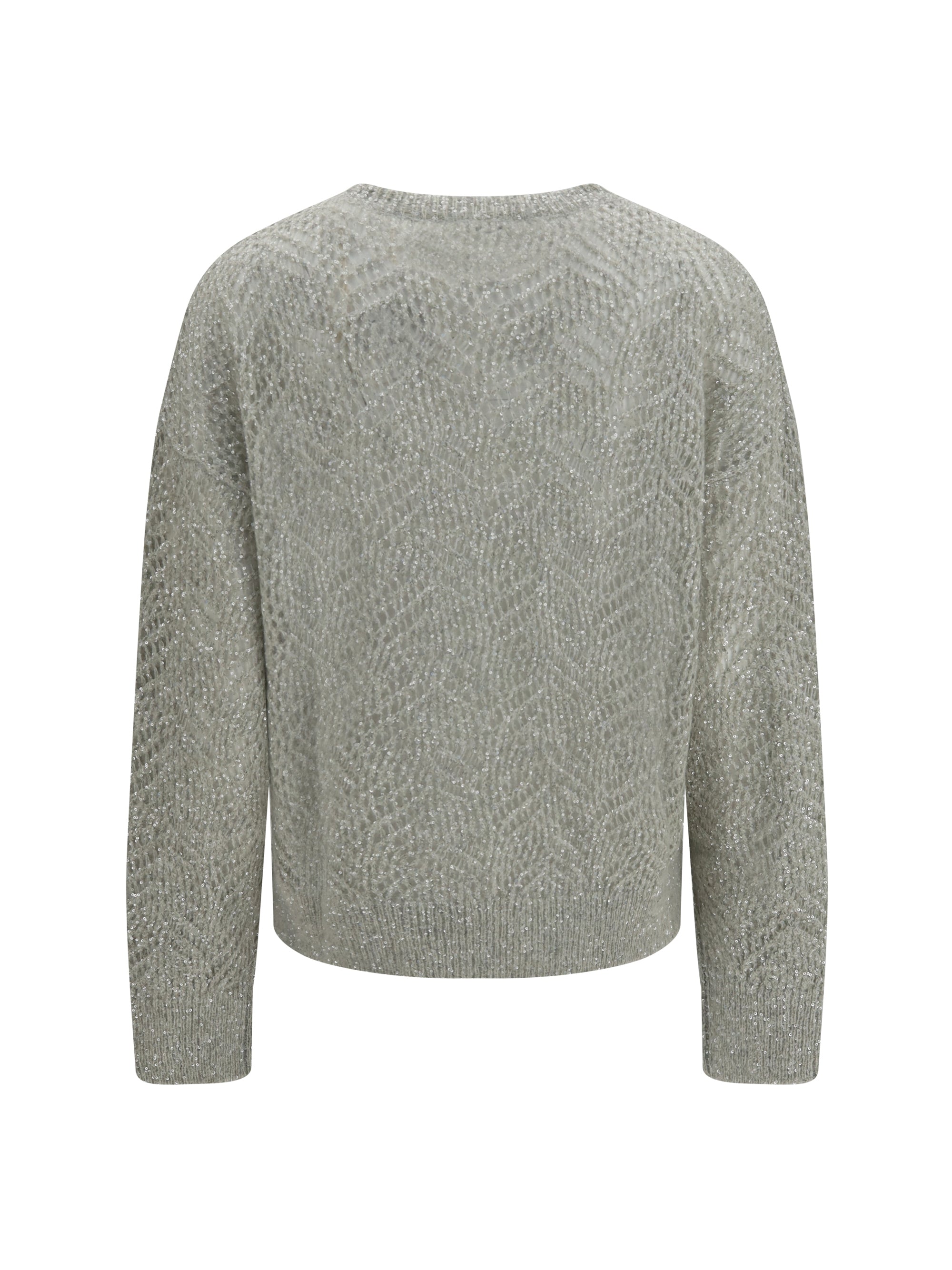 openwork sequined crewneck sweater