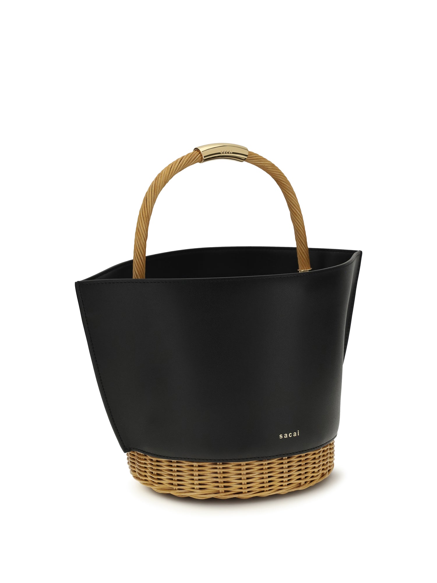 SACAI OS leather and rattan handbag