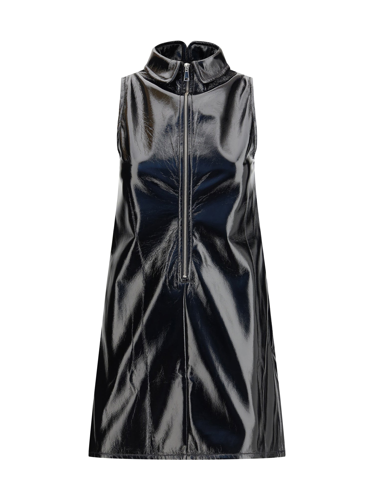 FIORUCCI 38 collar cutout vinyl mini dress 