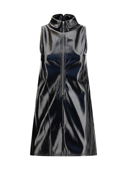 FIORUCCI 38 collar cutout vinyl mini dress 