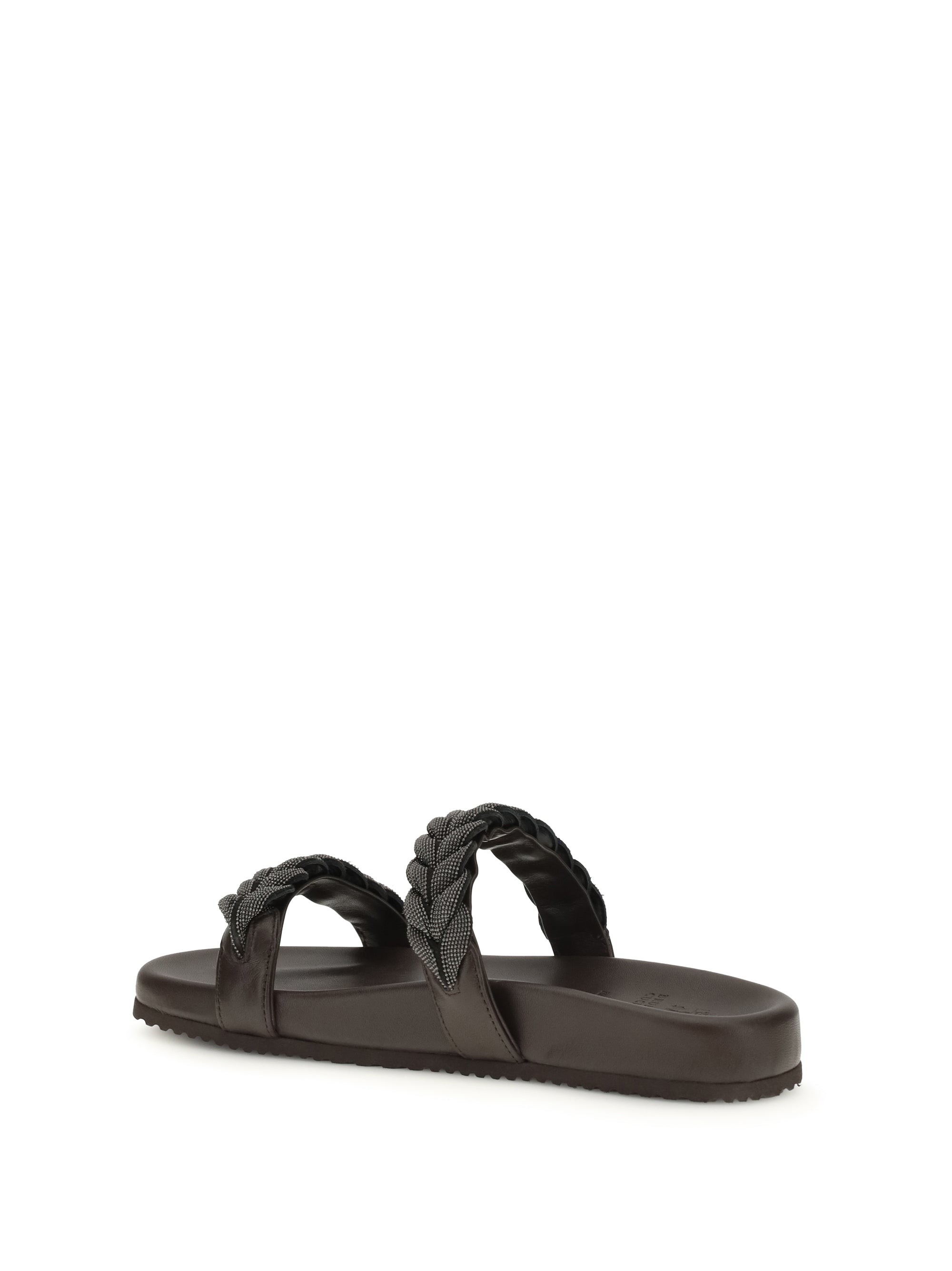 leather sandals with precious braided straps
