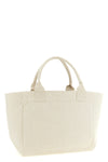 medium shopping bag in woven cotton canvas