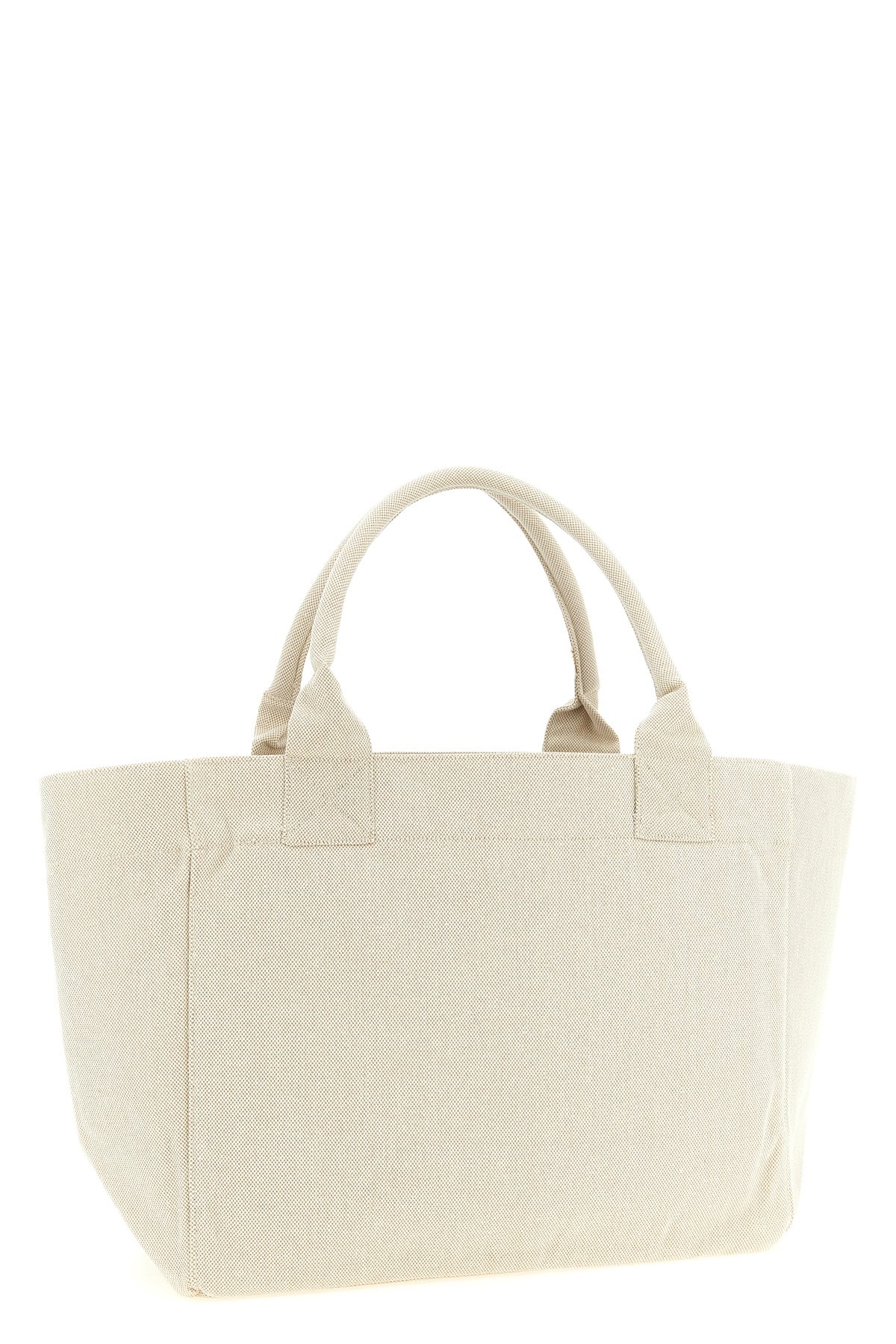 medium shopping bag in woven cotton canvas