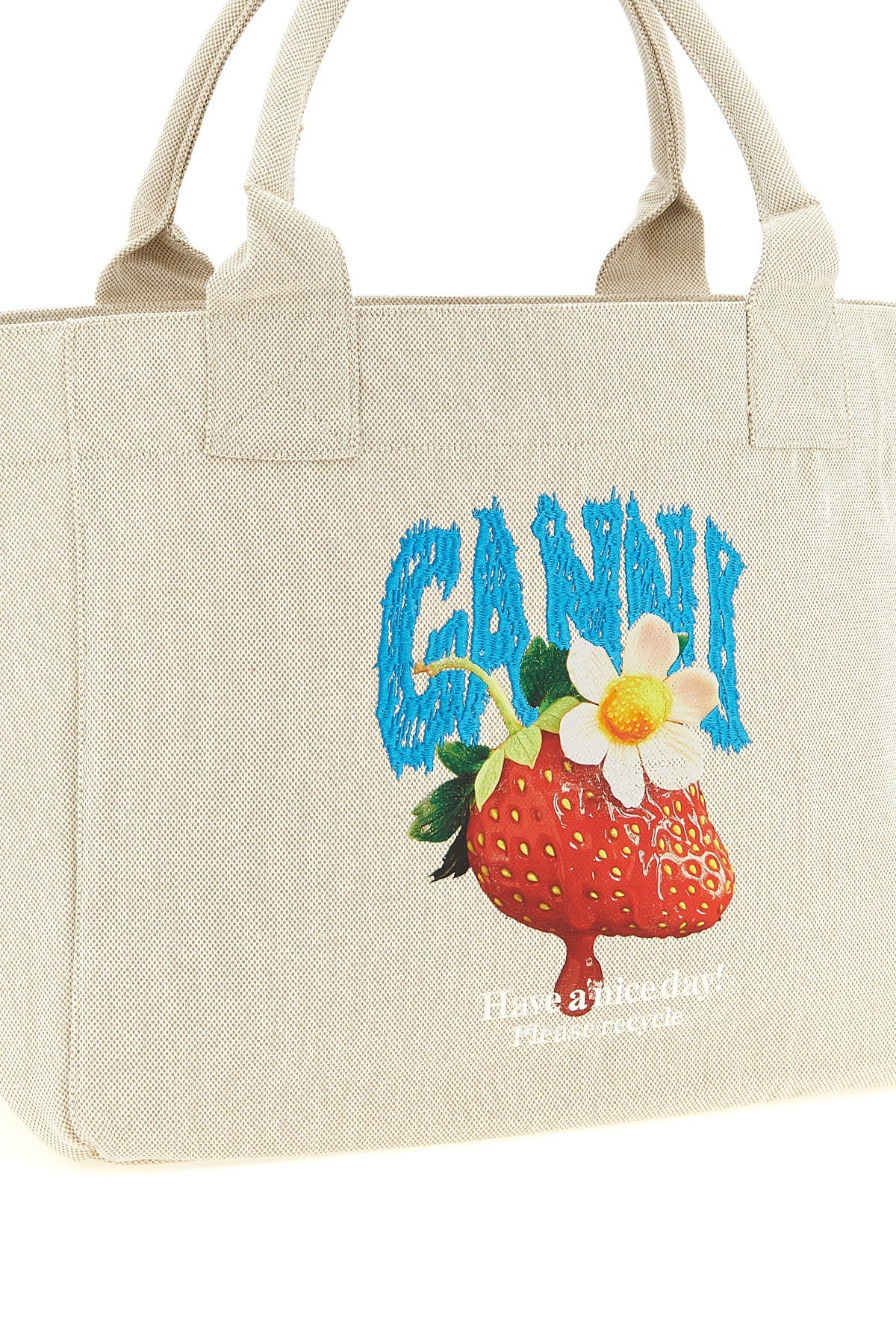 medium shopping bag in woven cotton canvas
