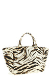 xxl zebra shopping bag in animal print cotton canvas