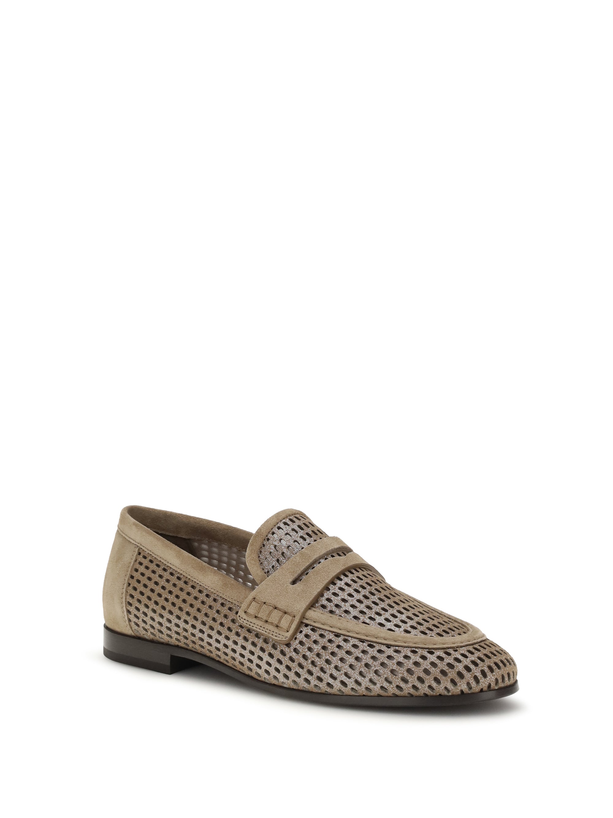 sparkling net leather loafers
