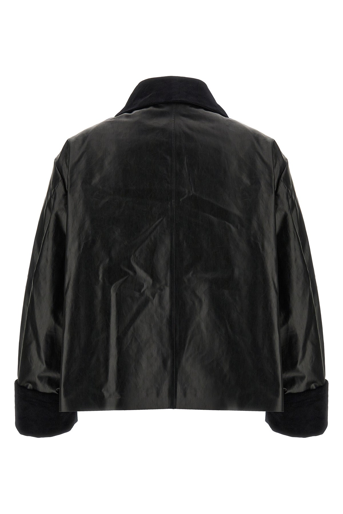 hunting jacket in coated effect cotton blend