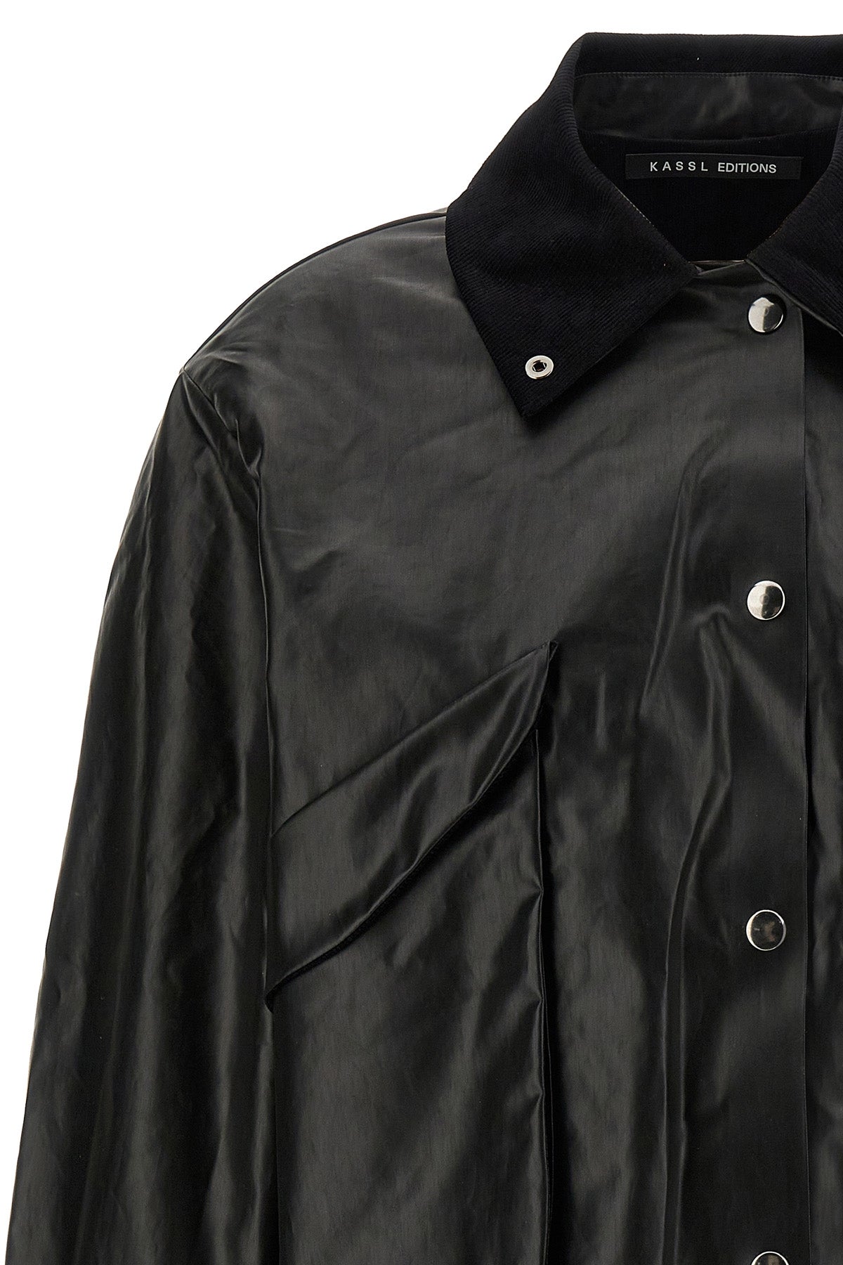 hunting jacket in coated effect cotton blend
