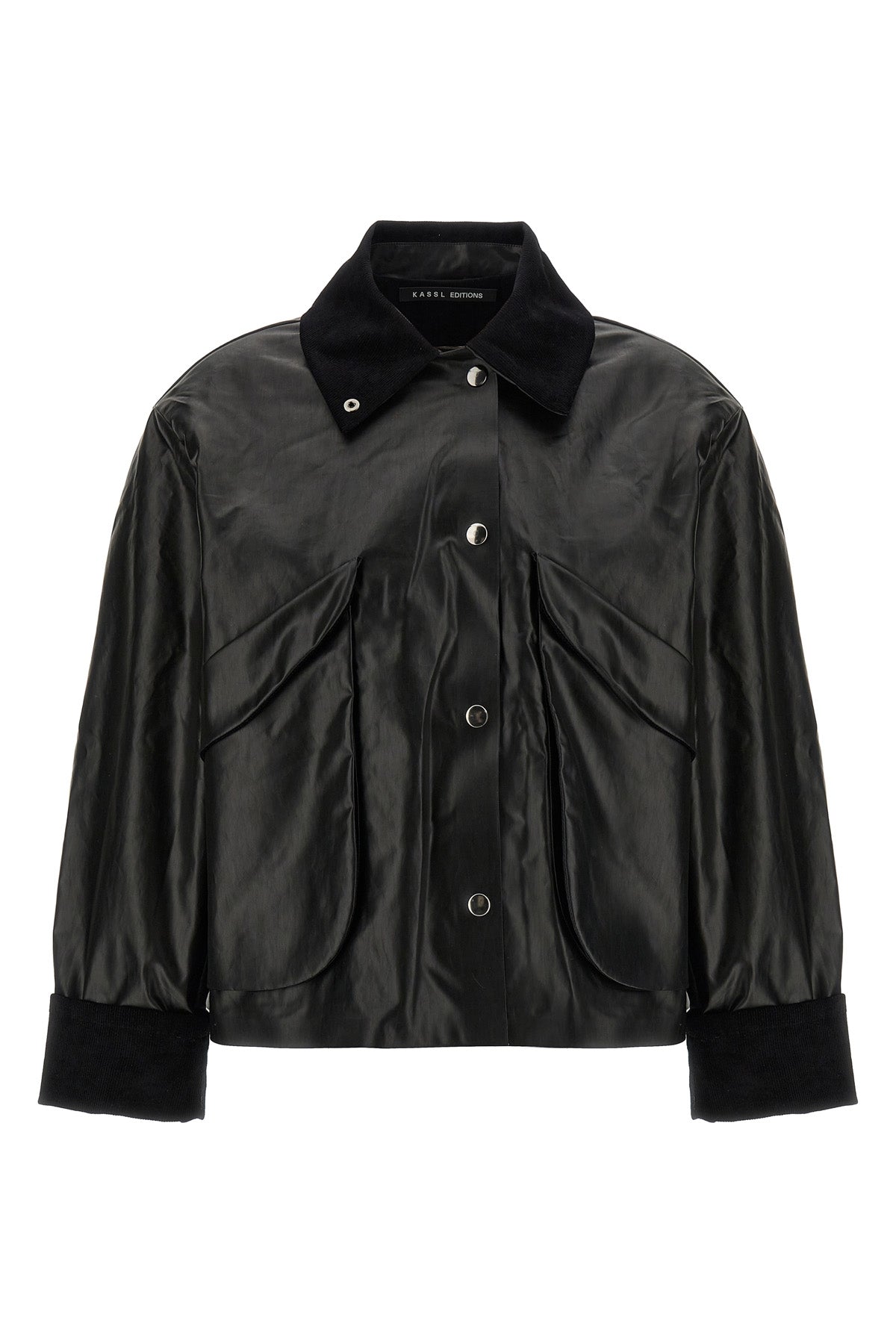 hunting jacket in coated effect cotton blend