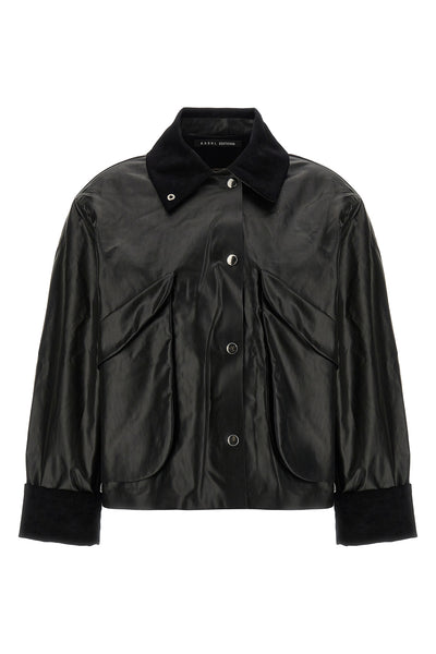 hunting jacket in coated effect cotton blend