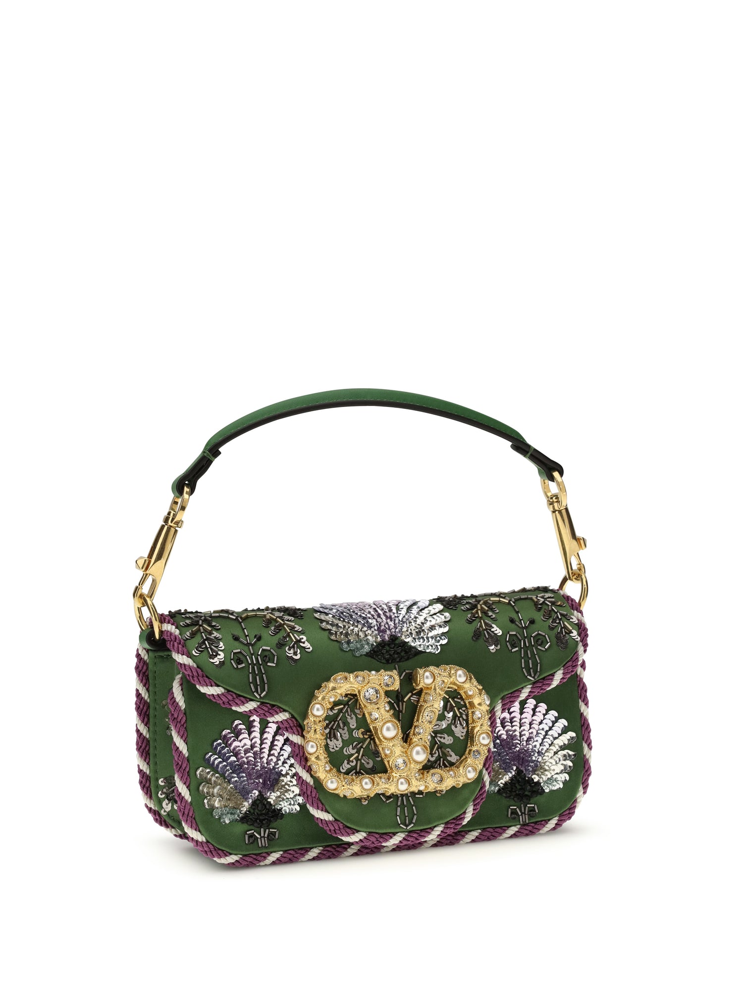 VALENTINO GARAVANI OS locò shoulder bag with floral embroidery
