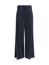 denim effect twill wide pants