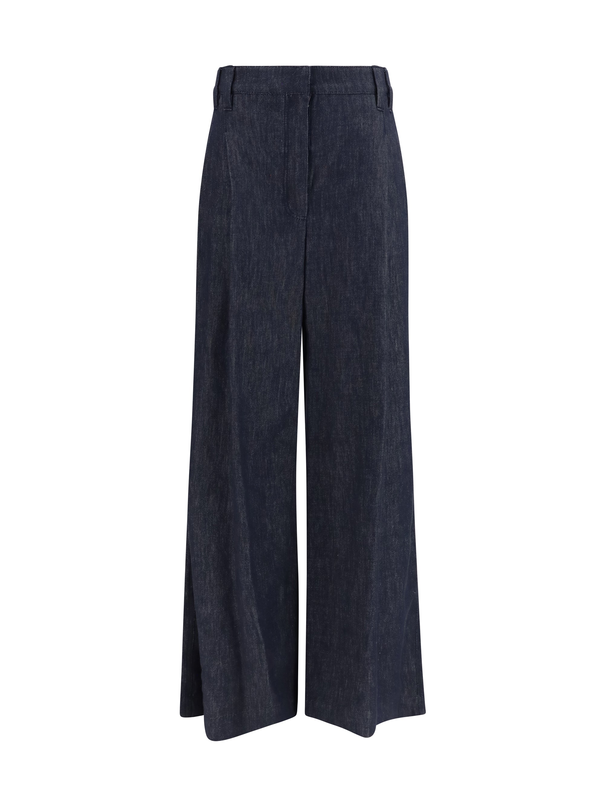 denim effect twill wide pants