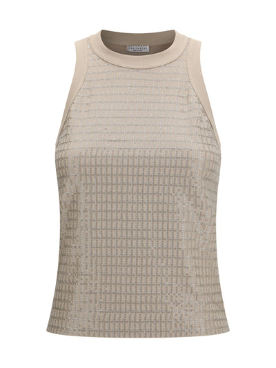 top in cotton with luminous embroidery