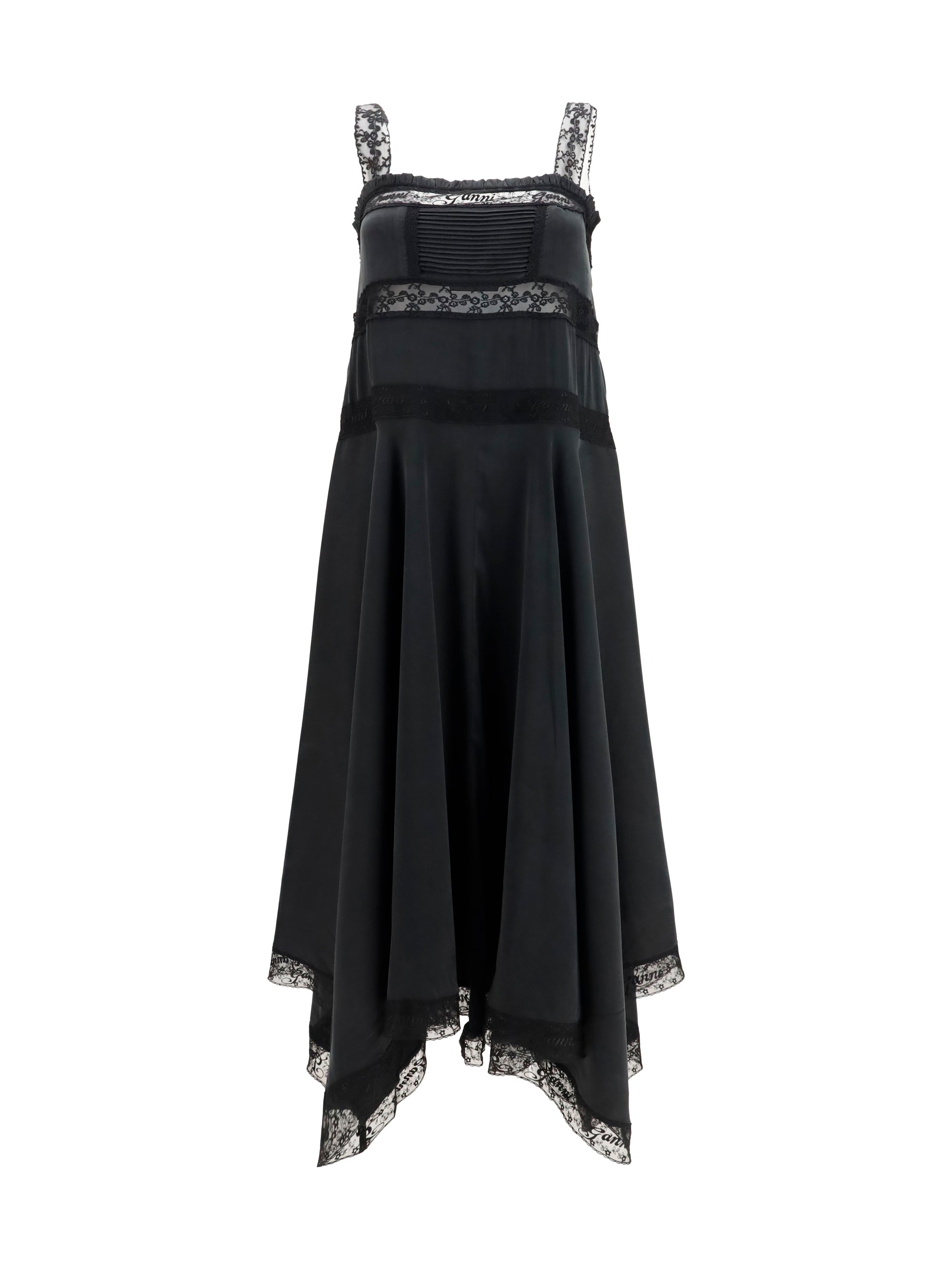 silk maxi dress with lace details
