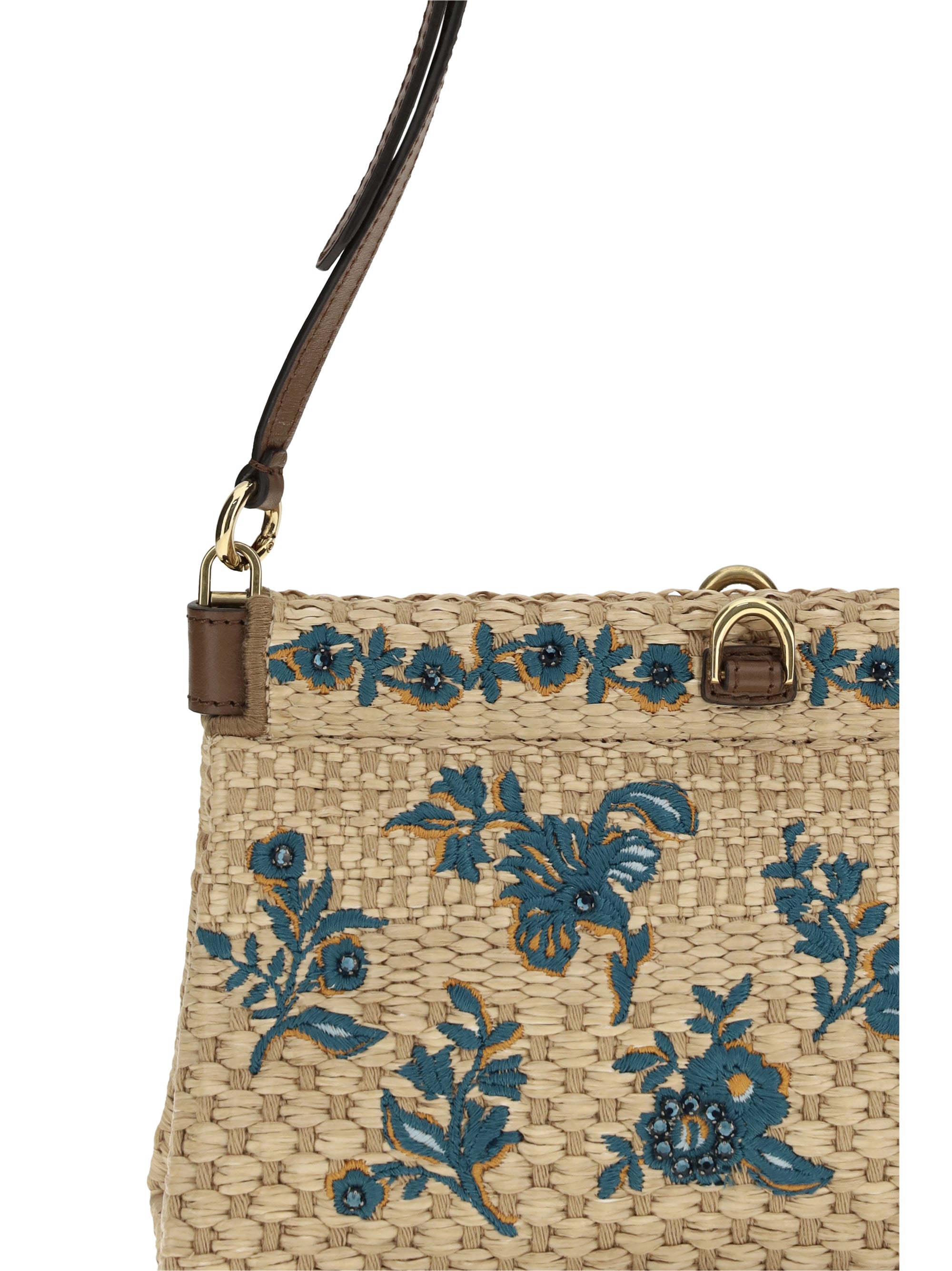 floral-embroidered clutch bag