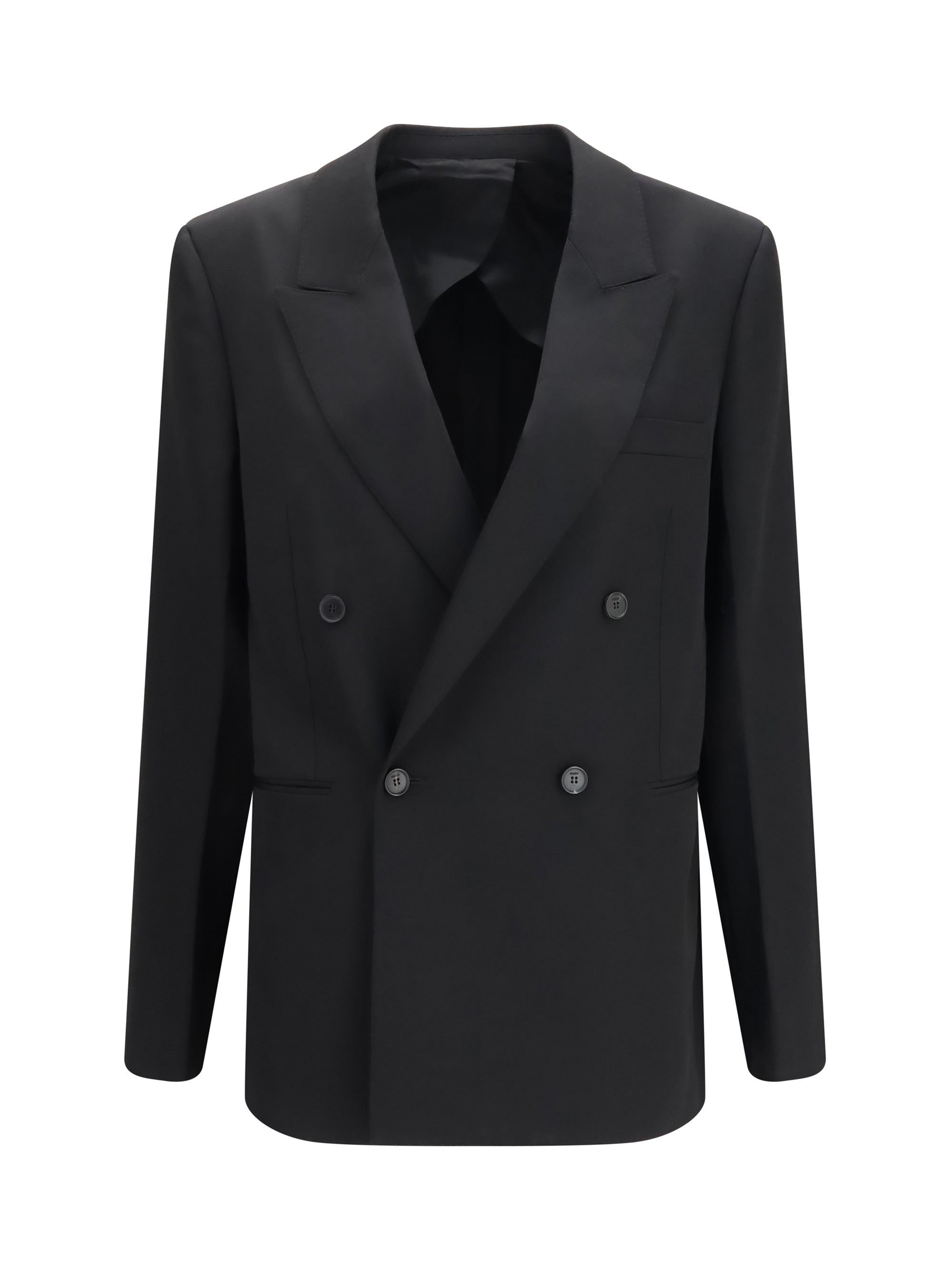 double-breasted wool twill blazer