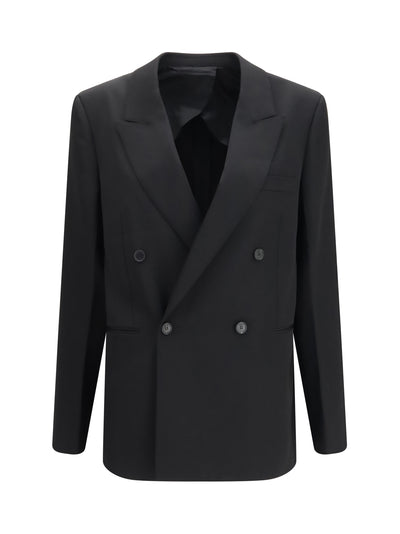 double-breasted wool twill blazer