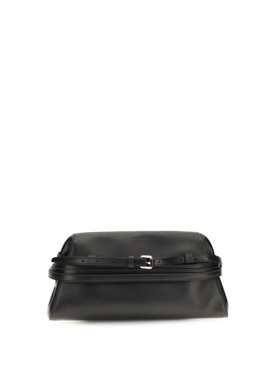 leather clutch with buckle detail