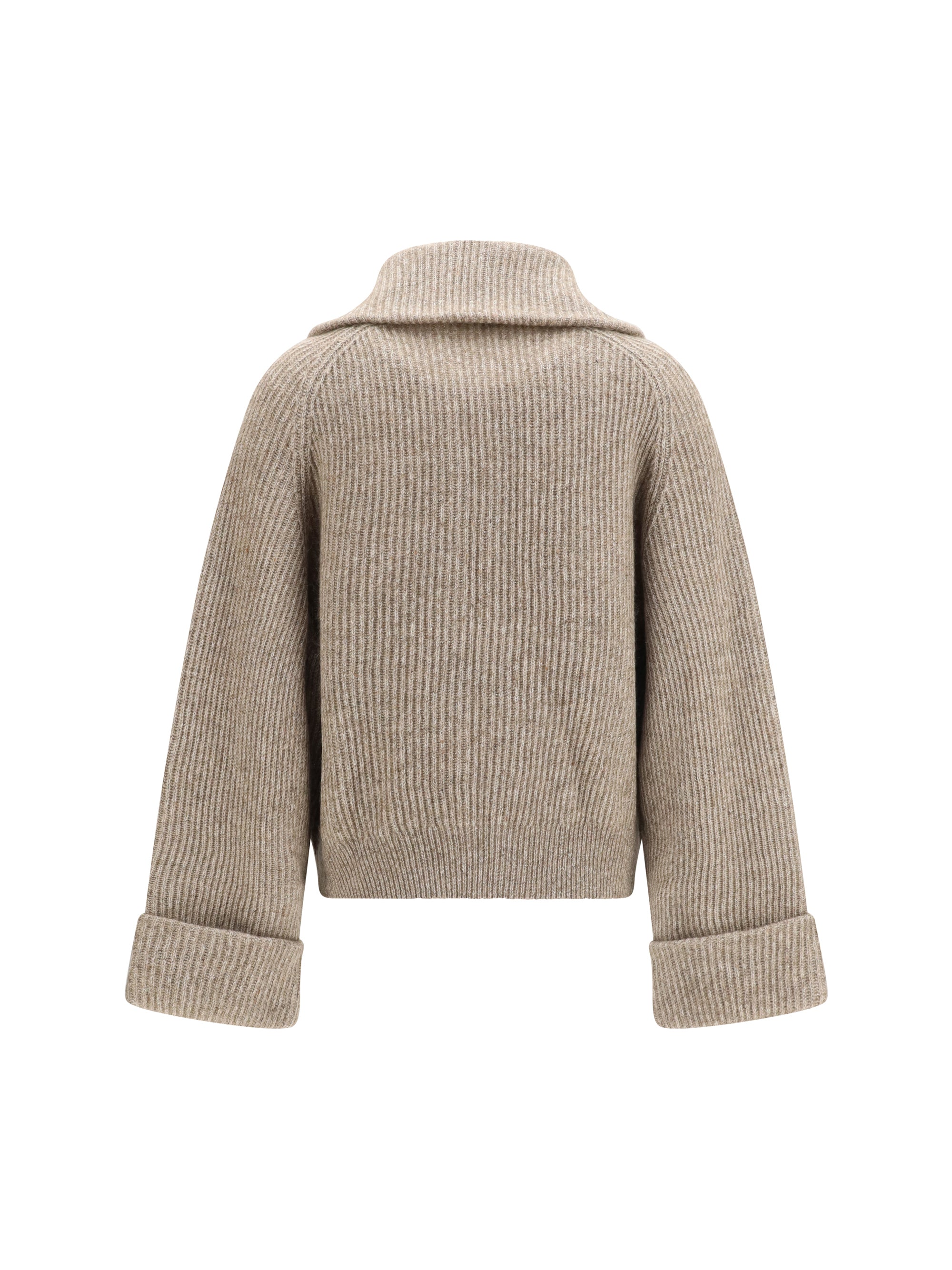 high-neck sweater with wide sleeves