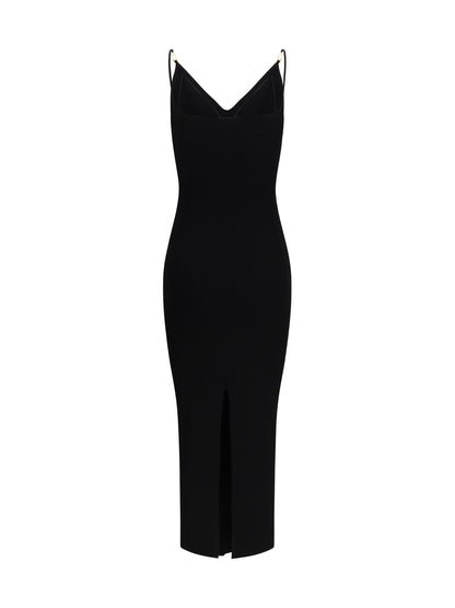 VERSACE 44 safety pin slip midi dress