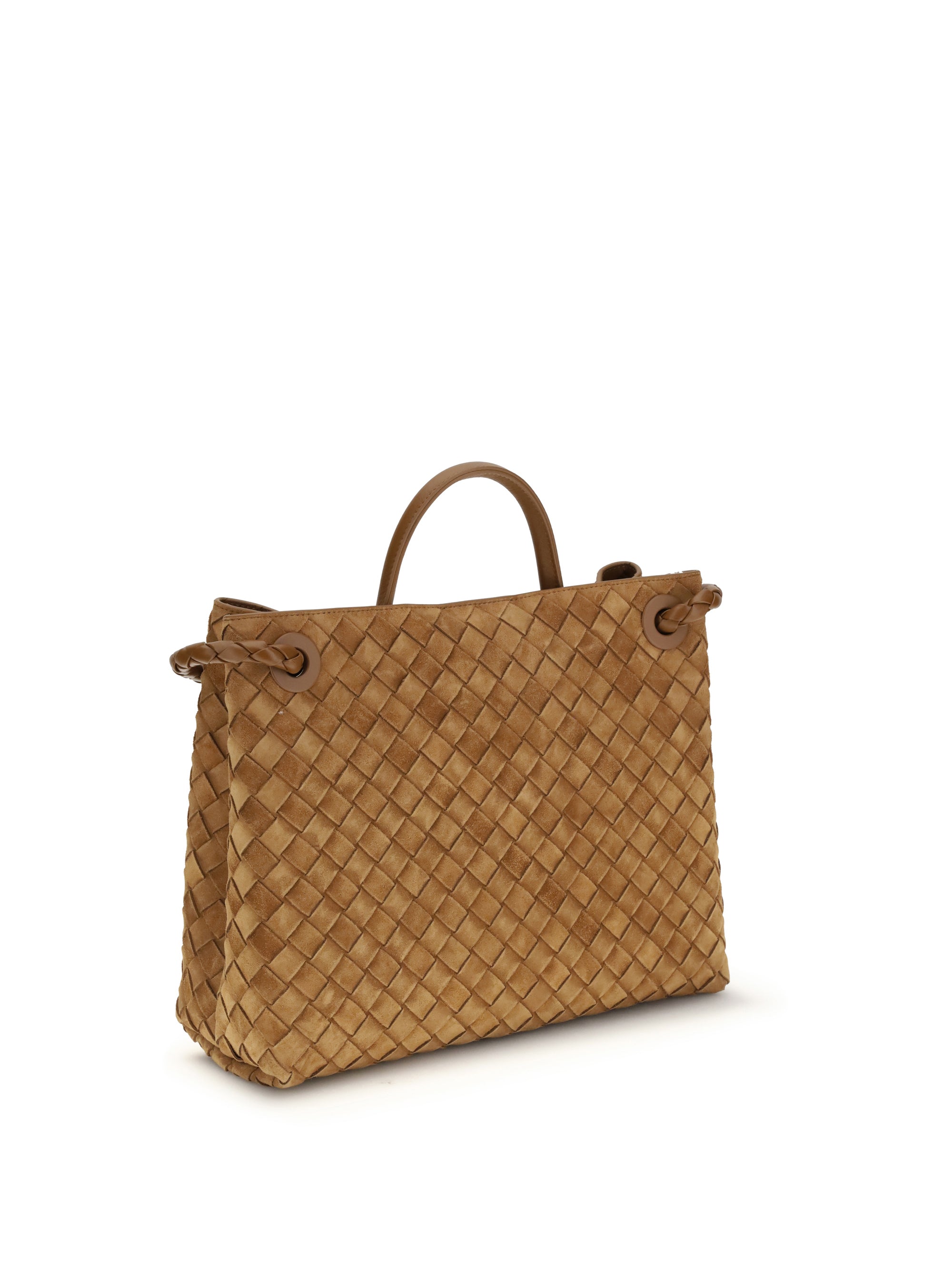 medium suede tote bag with intrecciato motif