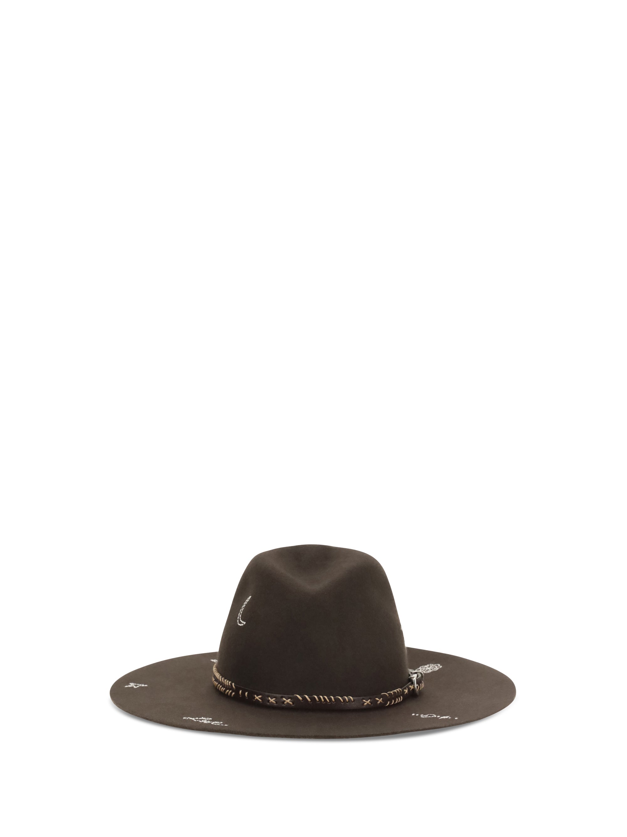 embroidered wool fedora