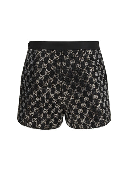 GUCCI 40 tweed wool lamé embroidered shorts