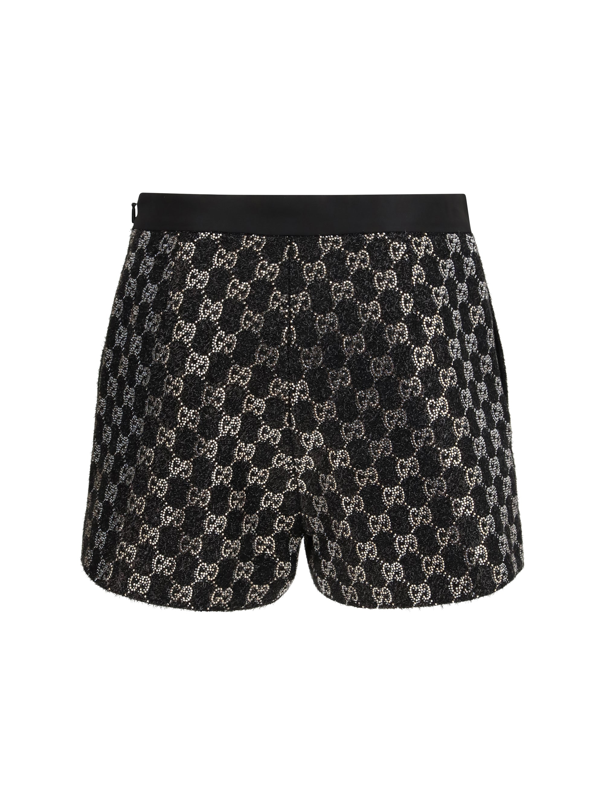 tweed wool lamé embroidered shorts