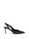 crocodile-effect leather slingback pumps