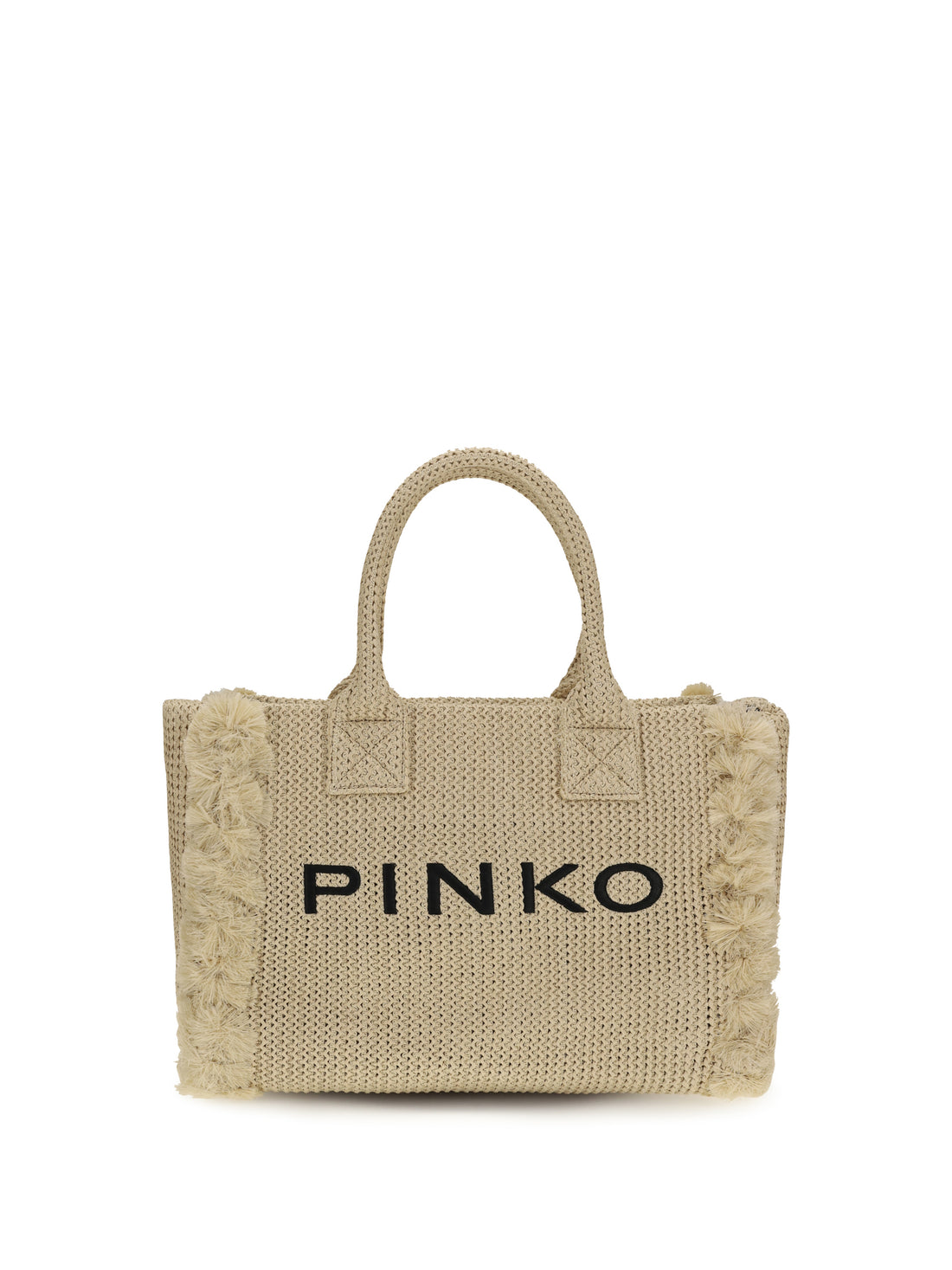 PINKO OS medium beach rafia tote bag
