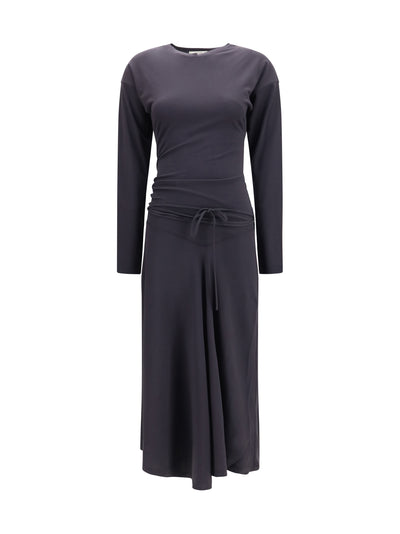 draped fitted long dress