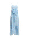 poodle-print tiered long dress