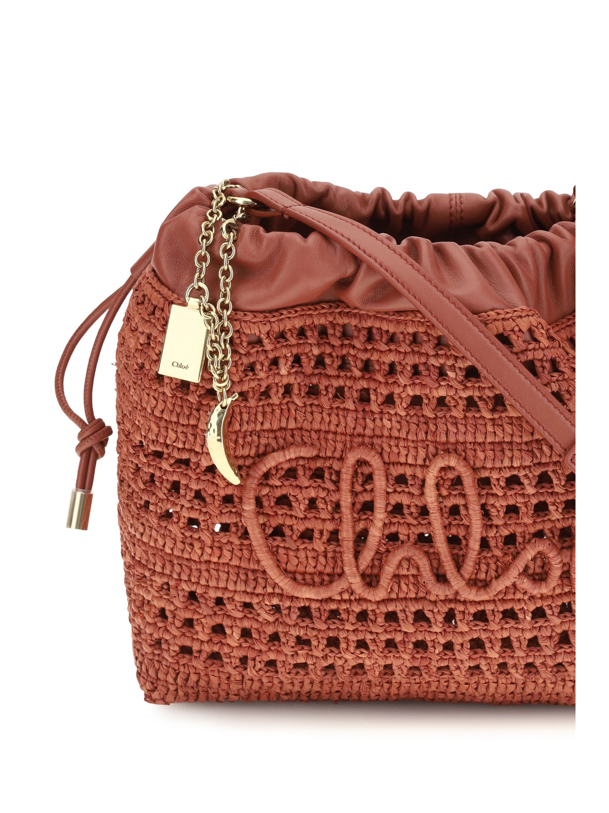 raffia drawstring shoulder bag
