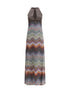 MISSONI 38 long halter-neck dress in greek zigzag knit with sequins