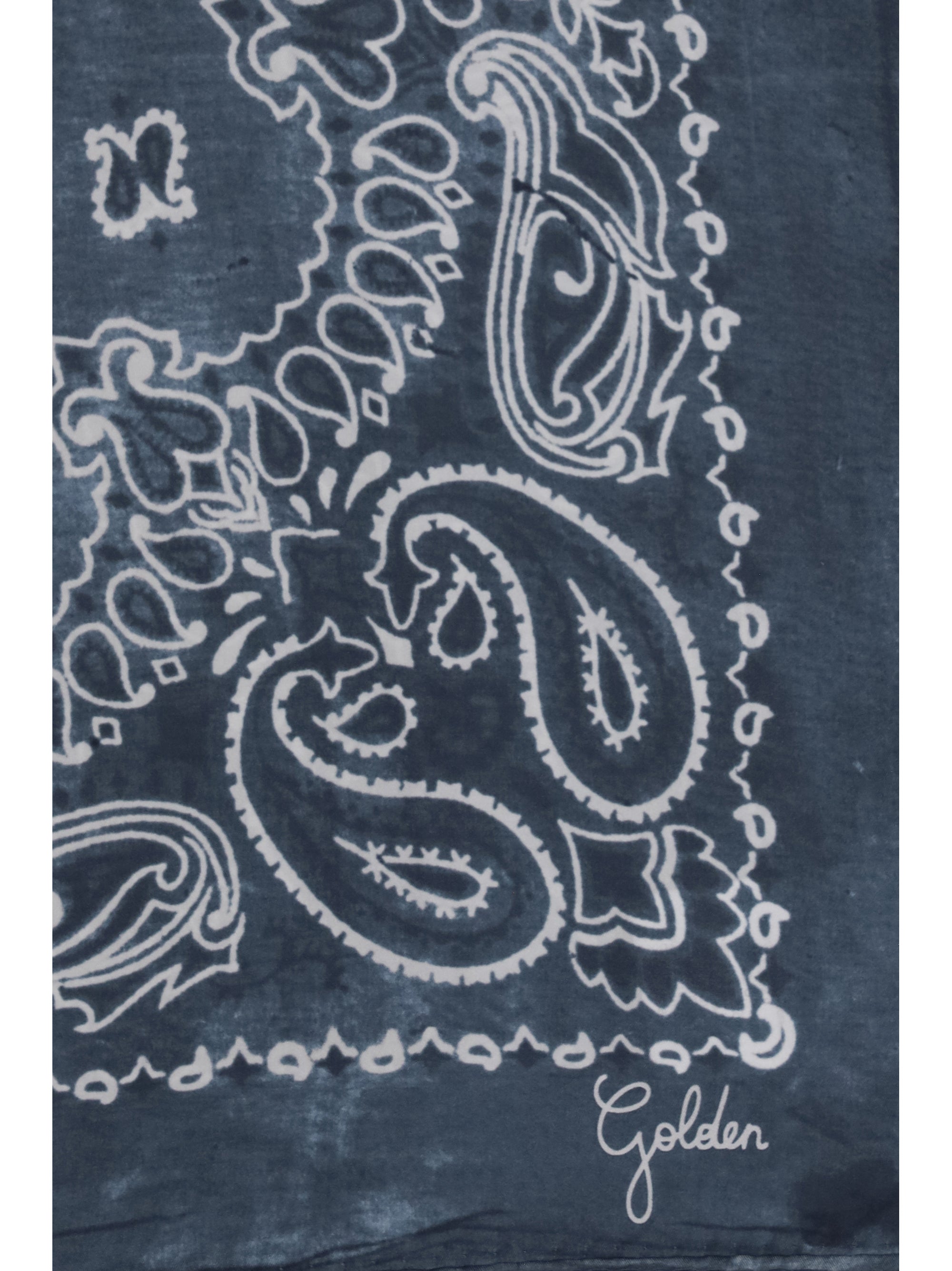golden paisley printed silk scarf