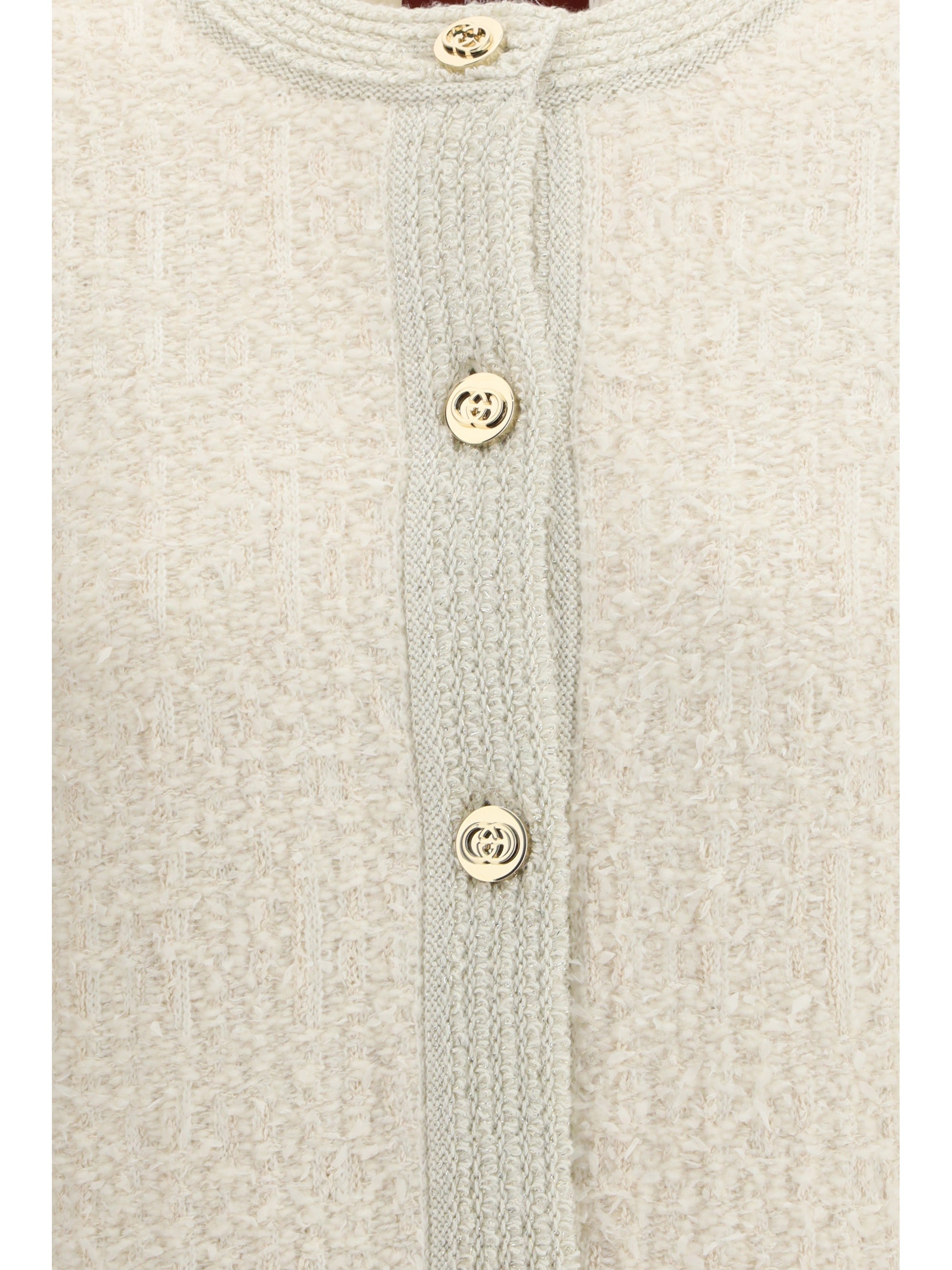 bouclé lamé wool cardigan
