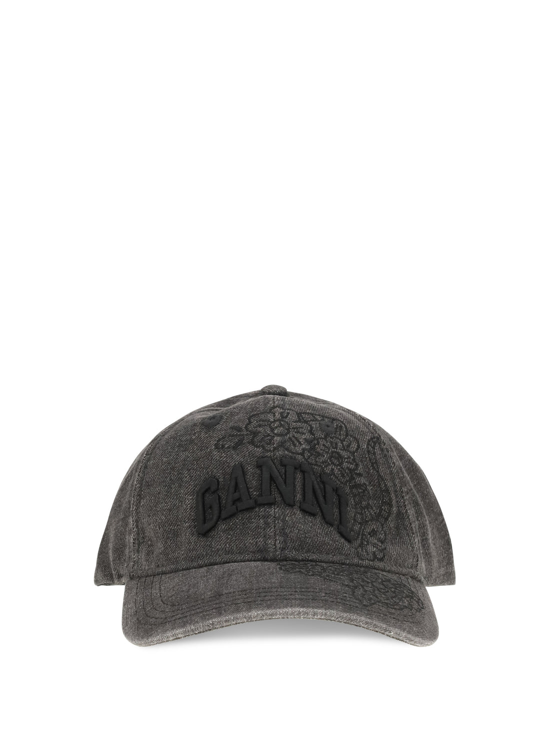 GANNI OS baseball cap in embroidered denim 