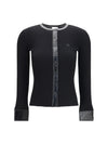 vinyl and knit cardigan