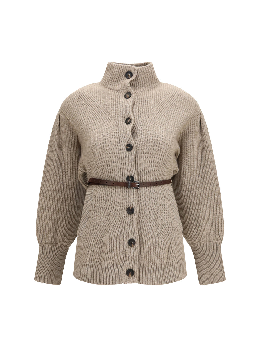 BRUNELLO CUCINELLI L high neck cardigan with belt