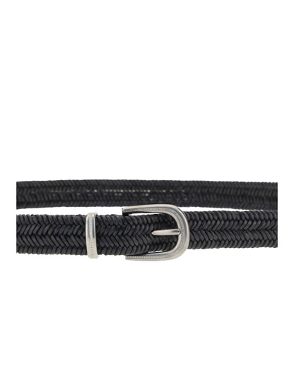 BRUNELLO CUCINELLI M braided stretch leather belt