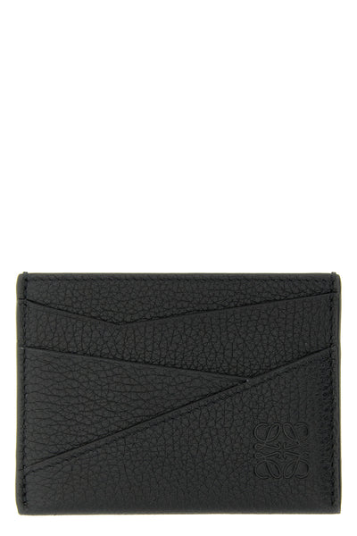 puzzle edge hammered leather card holder