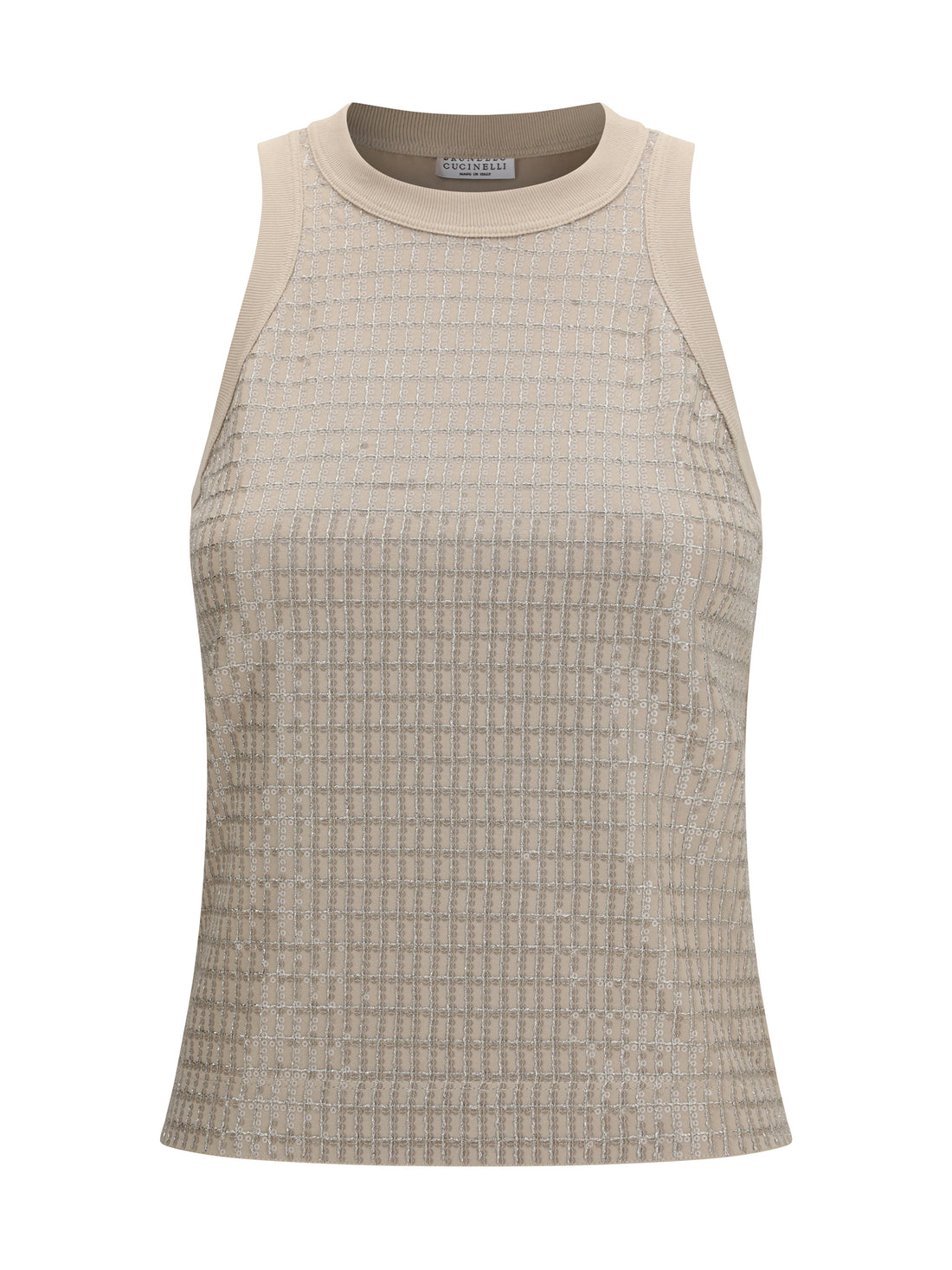 BRUNELLO CUCINELLI M top in cotton with luminous embroidery