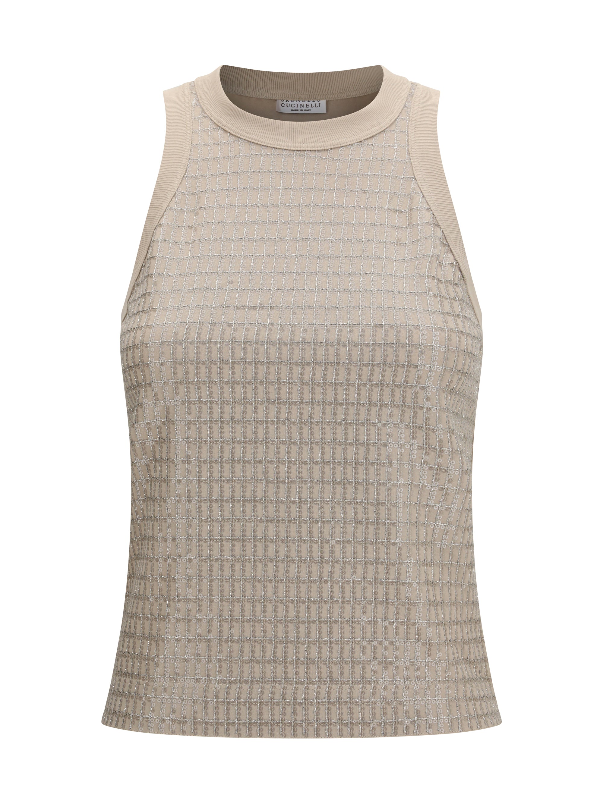 top in cotton with luminous embroidery