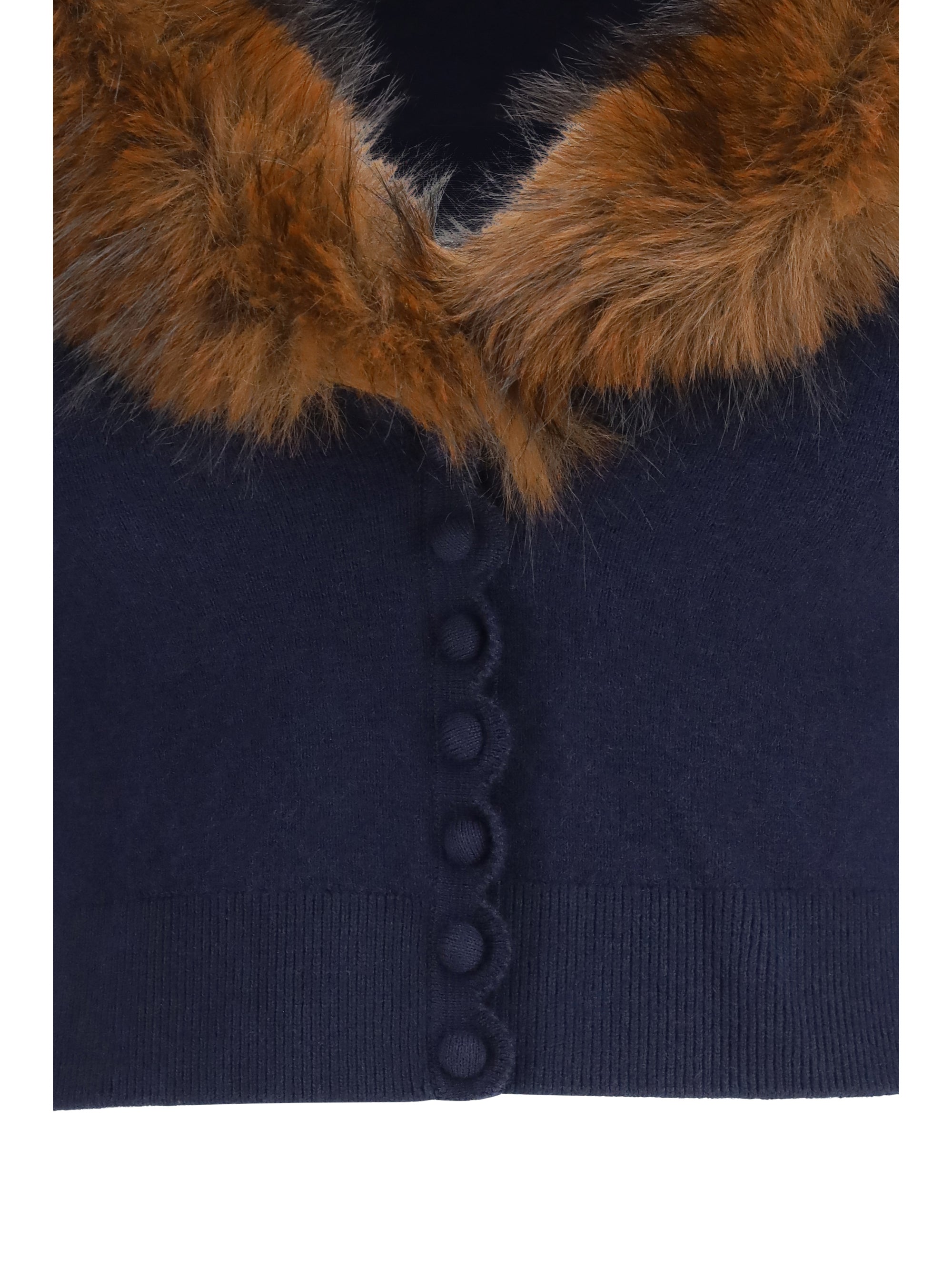 knit and faux fur cardigan