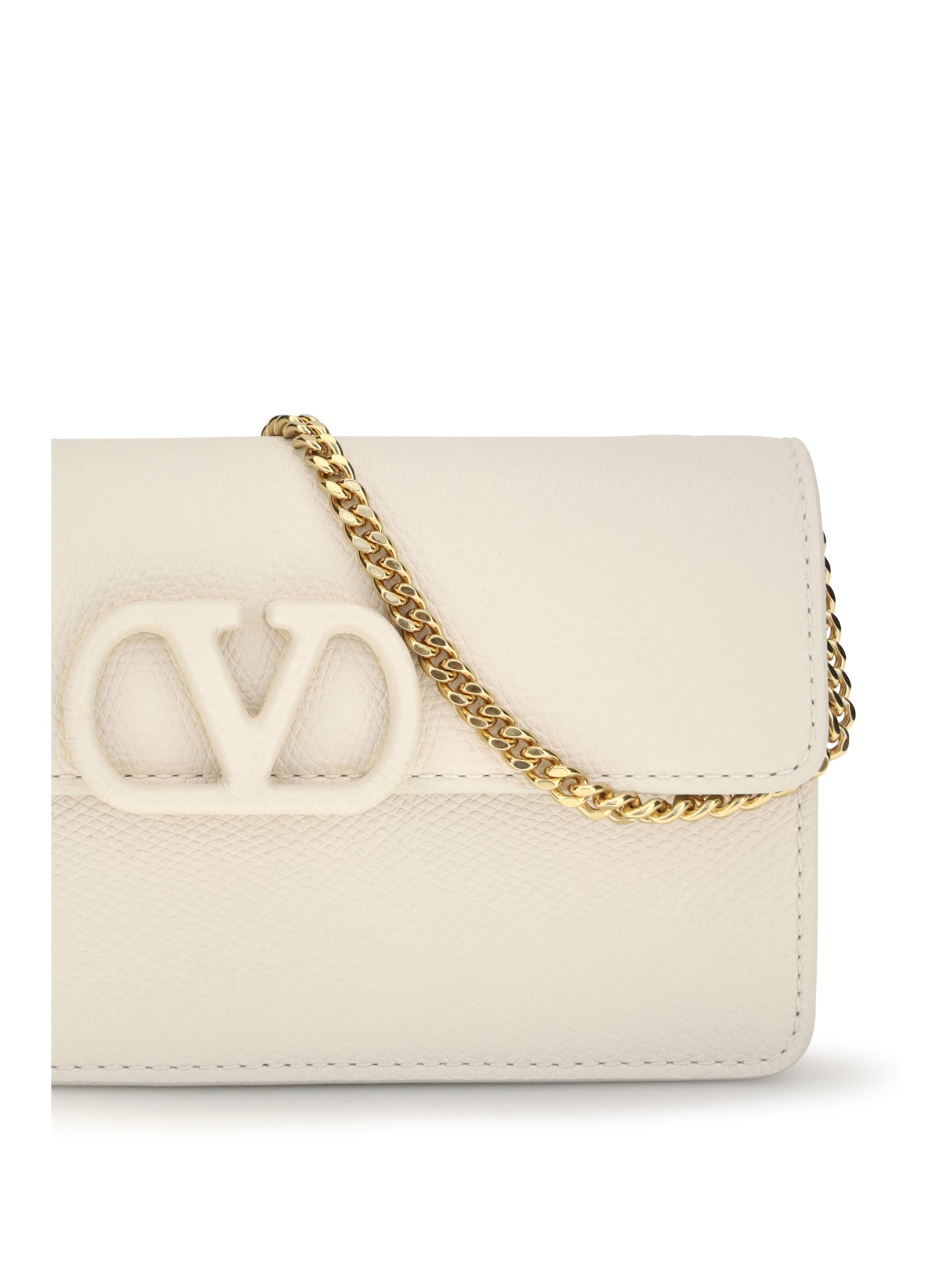 vlogo signature grainy calfskin chain wallet