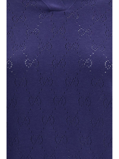 GUCCI M gg pointelle cotton silk polo shirt