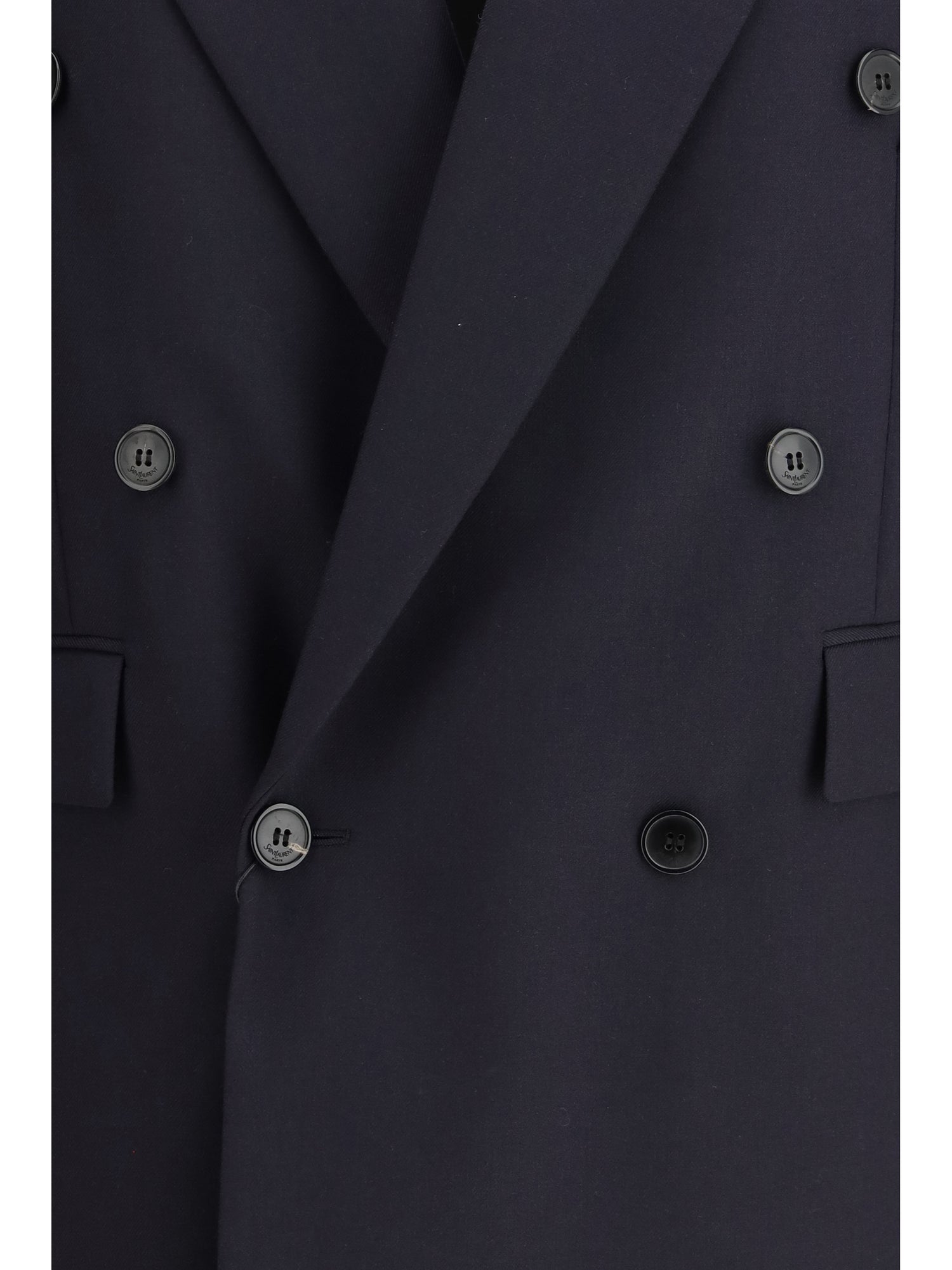 SAINT LAURENT 40 long wool-gabardine blazer