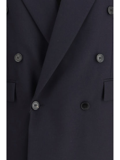 SAINT LAURENT 40 long wool-gabardine blazer